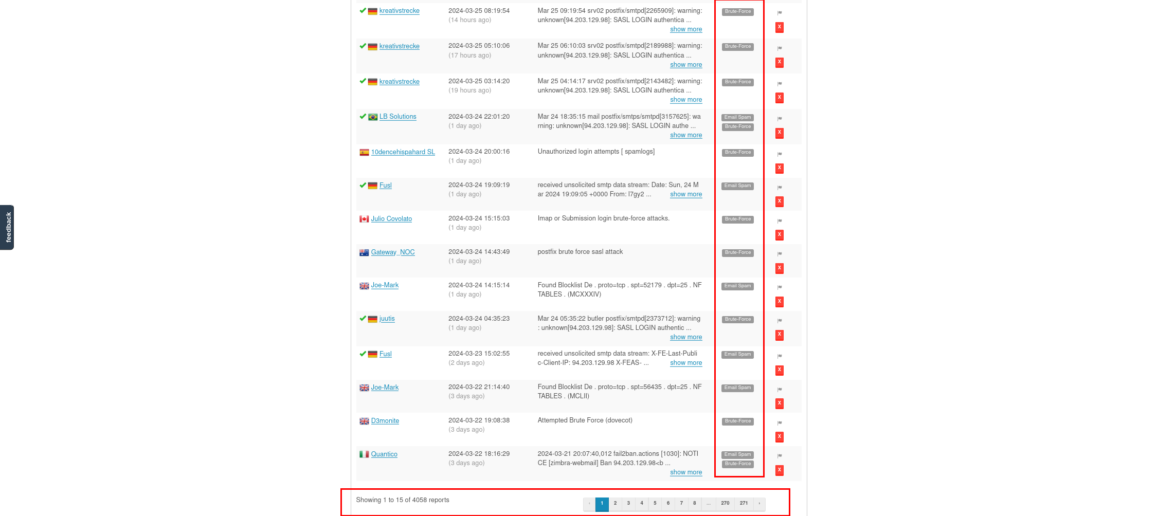 Image of AbuseIPDB results, bottom half